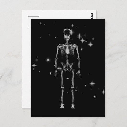 Sparkling X-Ray Skeleton - B&W Postkarte (Vorne/Hinten)