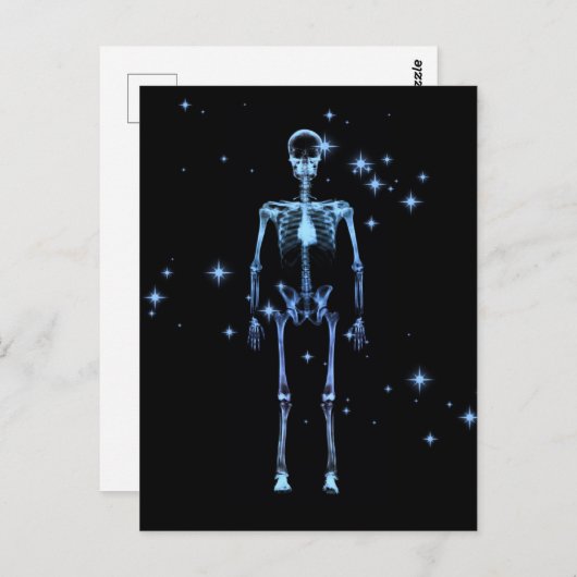 Sparkling X-Ray Skeleton - Blau Postkarte (Vorne/Hinten)