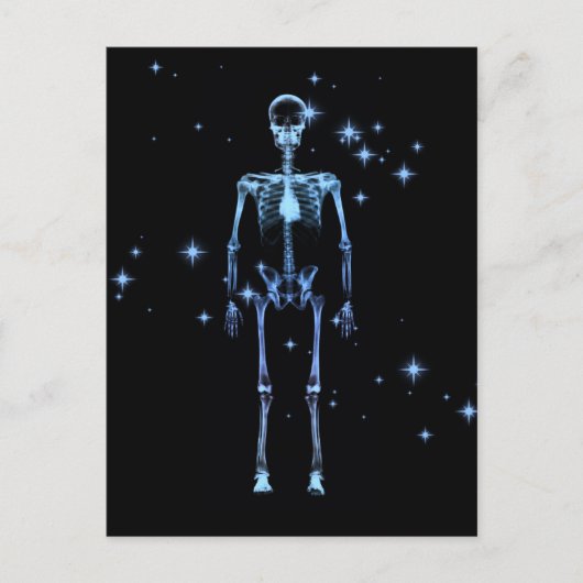 Sparkling X-Ray Skeleton - Blau Postkarte (Vorderseite)