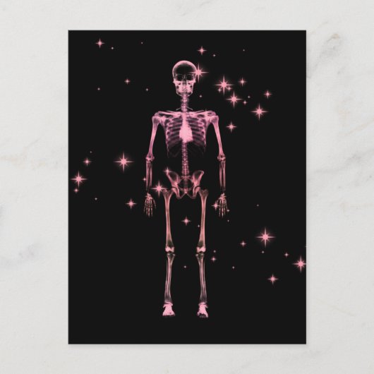 Sparkling X-Ray Skeleton - Rot Postkarte (Vorderseite)