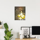 Sparkling Yellow Ornament Frohe Weihnachten Poster (Heimbüro)
