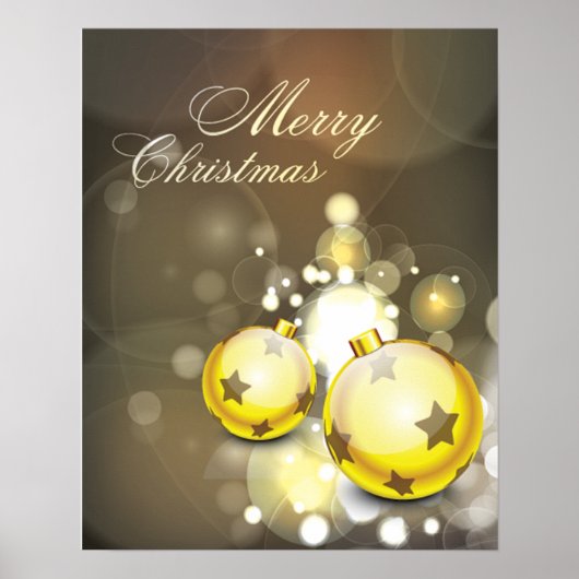 Sparkling Yellow Ornament Frohe Weihnachten Poster (Vorne)