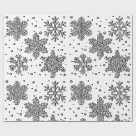Sparklingelnde Silberflossen-Schneeflocken-Urlaubs Geschenkpapier (Flach)