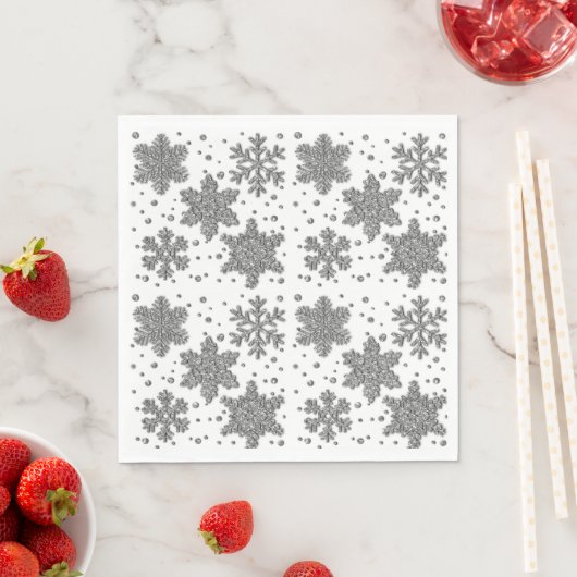 Sparklingelnde Silberflossen-Schneeflocken-Urlaubs Serviette (Beispiel)