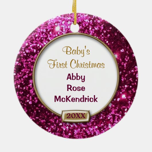 Sparklopfrosa/Goldenes Foto Keramikornament (Hinten)