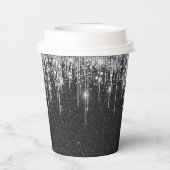 Sparkly Black and Silver Christmas New year Party  Pappbecher (Rückseite)