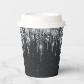 Sparkly Black and Silver Christmas New year Party  Pappbecher (Vorderseite)