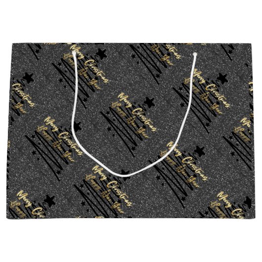 Sparkly Black Gift Bag Große Geschenktüte (Vorderseite)