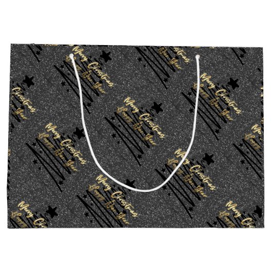 Sparkly Black Gift Bag Große Geschenktüte (Rückseite)
