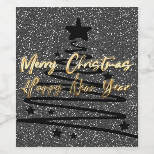 Sparkly Black Wine Label Set Weinetikett (Einzelnes Label)