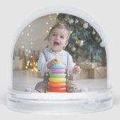Sparkly Blue & Gold Marble Photo Snow Globe Schneekugeln (Rückseite)