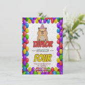 Sparkly Capybara Birthday Invite Einladung (Stehend Vorderseite)