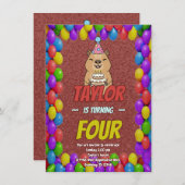 Sparkly Capybara Birthday Invite Einladung (Vorne/Hinten)