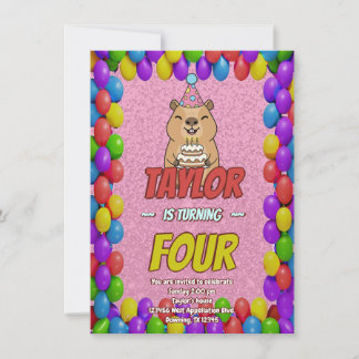 Sparkly Capybara Birthday Invite Einladung