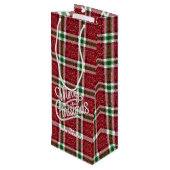 Sparkly Christmas Plaid Geschenktüte Für Weinflaschen (Rückseite Schrägansicht)