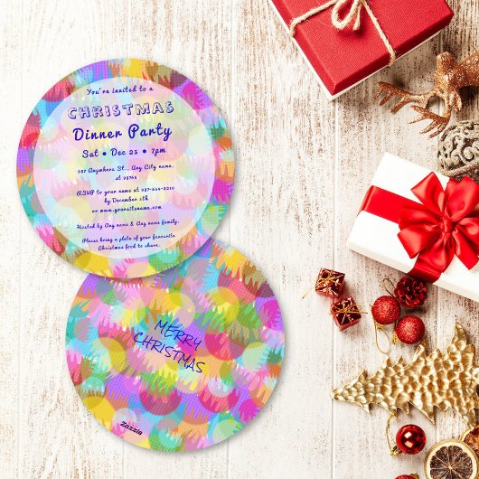 Sparkly Colorful Simple Christmas Dinner Party Einladung