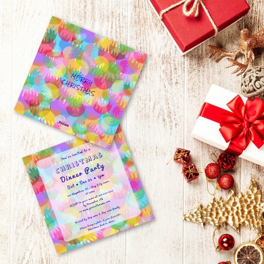 Sparkly Colorful Simple Christmas Dinner Party Einladung