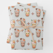 Sparkly Fall Drinks Kawaii Pastel Pattern Geschenkpapier Set (Beispiel)