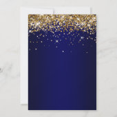 Sparkly Gold Glitter Navy Gradient 50th Birthday Einladung (Rückseite)