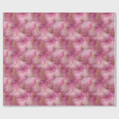 Sparkly Gold Holiday Tree on Pink Geschenkpapier (Flach)