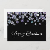 Sparkly Holographic Snowflakes Merry Christmas Postkarte (Vorne/Hinten)