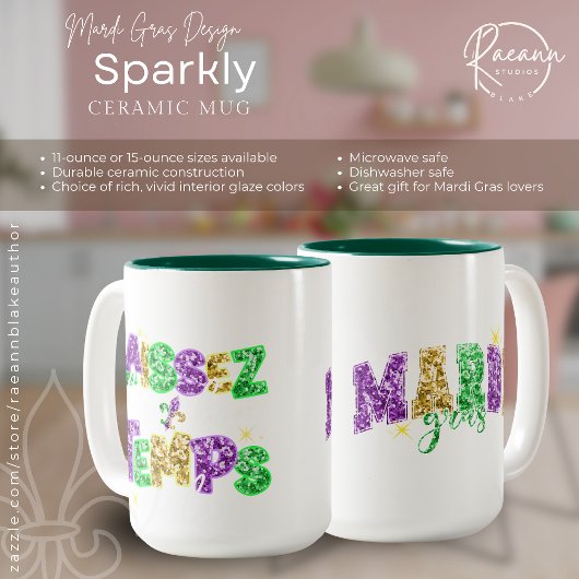 Sparkly Mardi Gras Design Ceramic Mug Zweifarbige Tasse