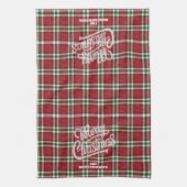 Sparkly Merry Christmas Plaid Family Name Geschirrtuch (Vertikal)