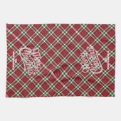 Sparkly Merry Christmas Plaid Family Name Geschirrtuch (Horizontal)