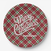 Sparkly Merry Christmas Plaid  Pappteller (Vorderseite)