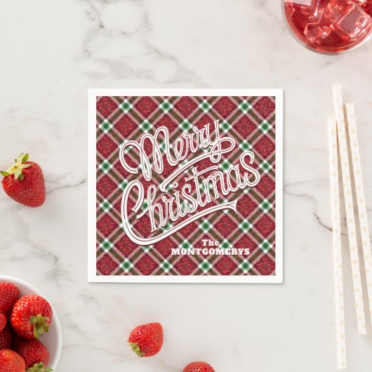 Sparkly Merry Christmas Plaid Serviette (Beispiel)