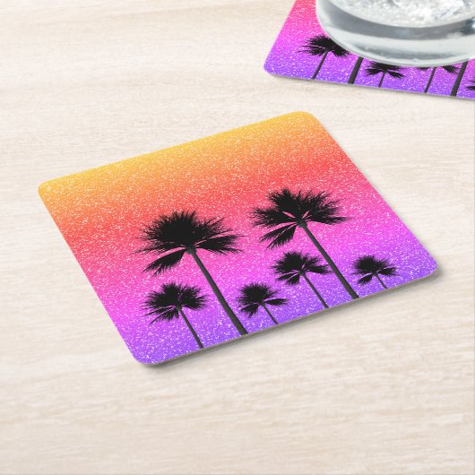 Sparkly Palm Trees Gradient Sunset  Rechteckiger Pappuntersetzer (angewinkelt)
