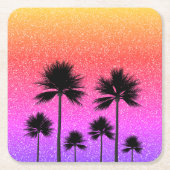 Sparkly Palm Trees Gradient Sunset  Rechteckiger Pappuntersetzer (Vorderseite)