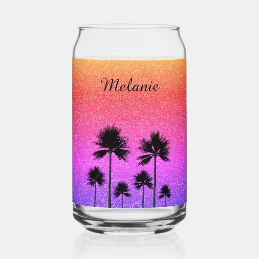 Sparkly Palm Trees Personalised Dosenglas (Vorderseite)
