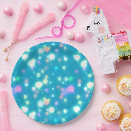 Sparkly Party Balloons Blue Pappteller (Party)