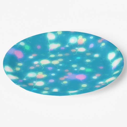 Sparkly Party Balloons Blue Pappteller (Schrägansicht)