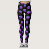 Sparkly purple blue ombre Elephant pattern black Leggings (Vorderseite)