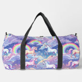 Sparkly rainbow and unicorns on clouds duffle bag (Vorderseite)