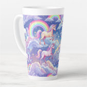 Sparkly rainbow and unicorns on clouds milchtasse (Linke Ecke)