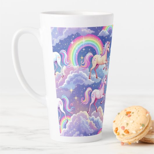Sparkly rainbow and unicorns on clouds milchtasse (Beispiel)