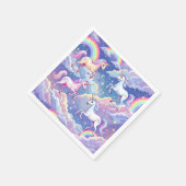 Sparkly rainbow and unicorns on clouds serviette (Ecke)