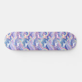 Sparkly rainbow and unicorns on clouds skateboard (Horizontal)