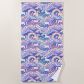 Sparkly rainbow and unicorns on clouds strandtuch (Vorderseite)