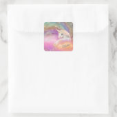 Sparkly Rainbow Universe Unicorn Quadratischer Aufkleber (Tasche)