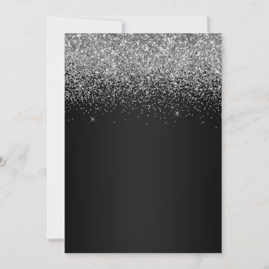 Sparkly Silver Glitter Black Gradient Sweet 16 Einladung (Rückseite)