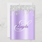 Sparkly Silver Glitter Drips Lavender Ombre Einladung (Rückseite)