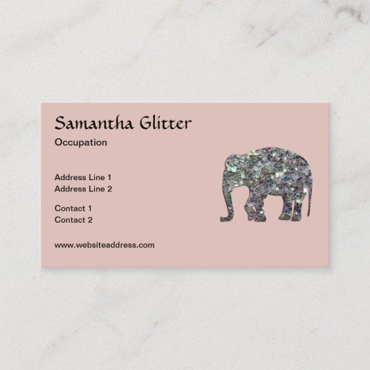 Sparkly silver mosaic Elephant Monogram rose pink Visitenkarte (Vorderseite)