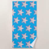 Sparkly Starfish Caribbean Blue Beach Towel Strandtuch (Vorderseite)