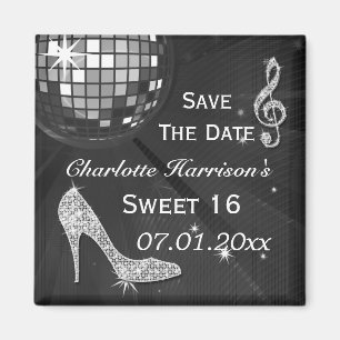 Sparkly Stiletto Heel Sweet 16 Save The Date Magnet