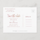 Sparkor Rose Gold Glitzer Save the Date blühend Ankündigungspostkarte (Rückseite)
