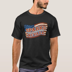 Sparks City Nevada Amerikanische Flagge T-Shirt